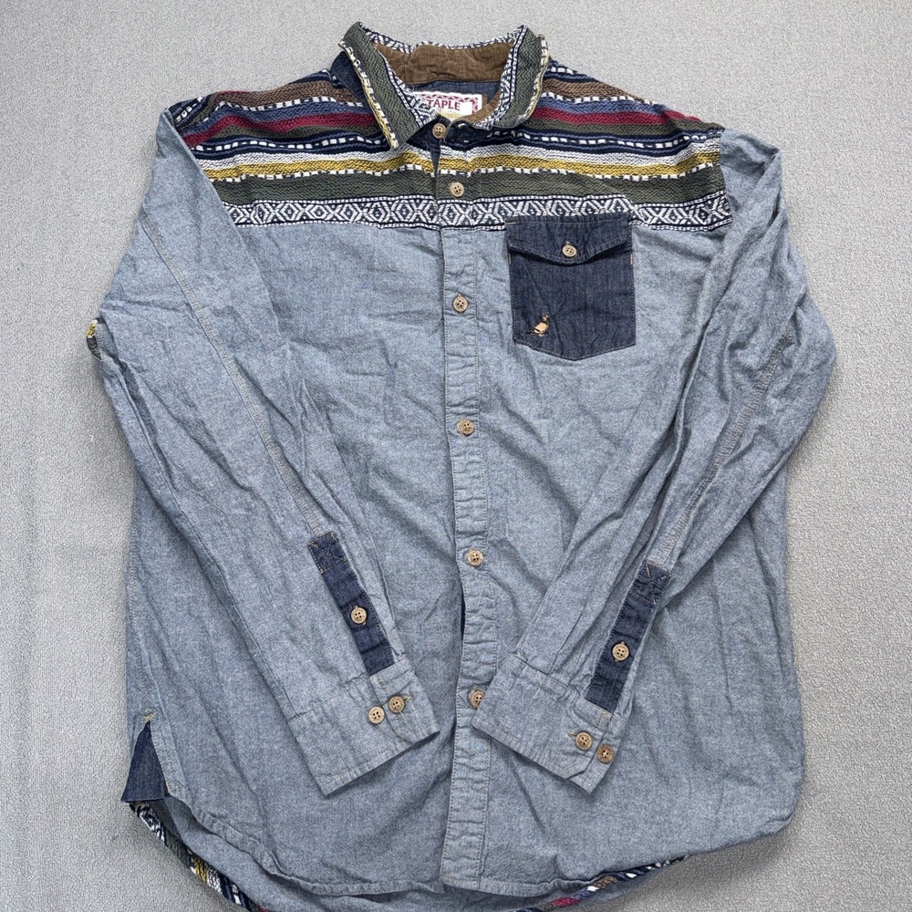 Staple Pigeon Rugged Outdoors Woven Aztec Stripes Button Down Shirt Mens XXL